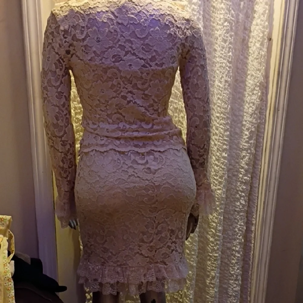 Moda International Cream Lace Long Sleeve Dress - Picture 2 of 3